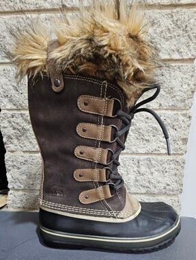 Sorel Joan of Arctic Winter Boots Faux Fur Snow Waterproof Lace Womens Sz 7